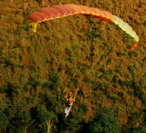 Natasha flying over a Venezuelan forest in the early 90s.